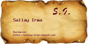 Sallay Irma névjegykártya